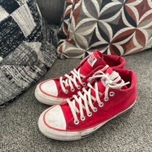 Converse All Star Mid-Top Sneakers Red Canvas Size 6 US